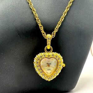 Xanadu Quartz Gold Tone with Rhinestones, watch pendant.